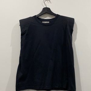 Zara black shoulder pad shirt. Size small. Pre owned. Great condition.